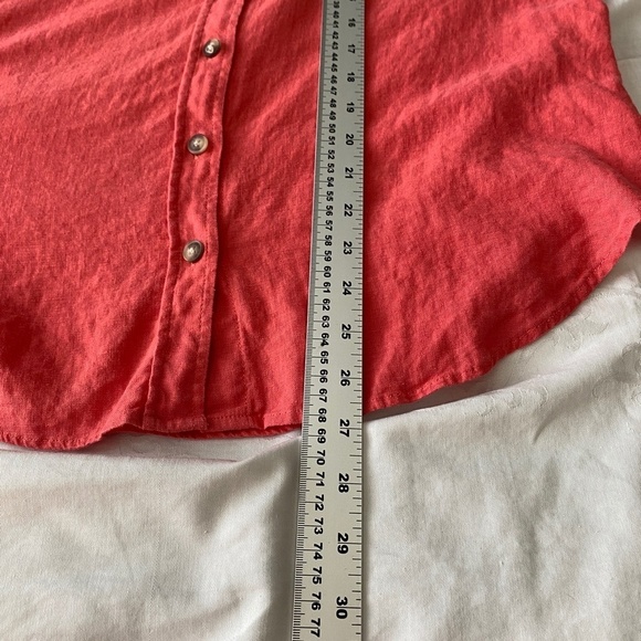 Reitmans Women's Coral Linen Blend Long Sleeve Button Up Shirt Size Large Beach - Picture 11 of 12